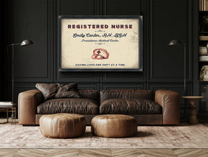 Personalized Registered Nurse Sign, Saving Lives One Shift at a Time, Cream & Navy, image 17