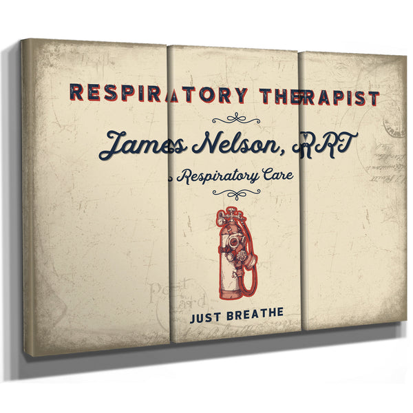 Personalized Respiratory Therapist Sign, Just Breathe, Cream & Navy, image 14