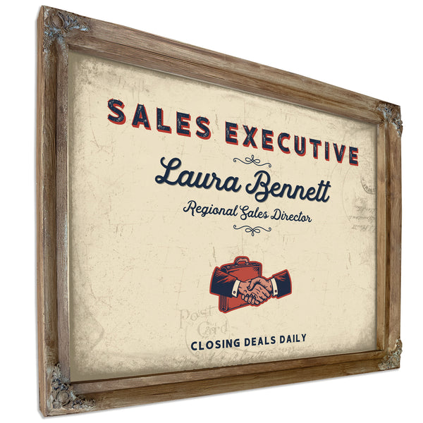Personalized Sales Executive Sign, Closing Deals Daily, Cream & Navy, image 6
