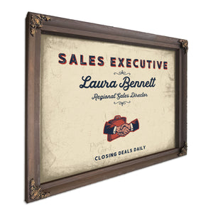 Personalized Sales Executive Sign, Closing Deals Daily, Cream & Navy, image 7
