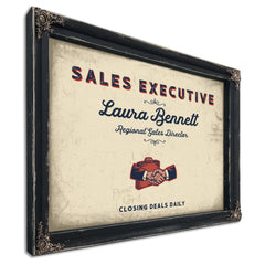 Personalized Sales Executive Sign, Closing Deals Daily, Cream & Navy, image 1