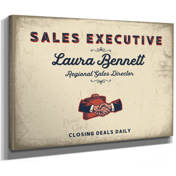 Personalized Sales Executive Sign, Closing Deals Daily, Cream & Navy, image 8