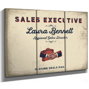 Personalized Sales Executive Sign, Closing Deals Daily, Cream & Navy, image 14