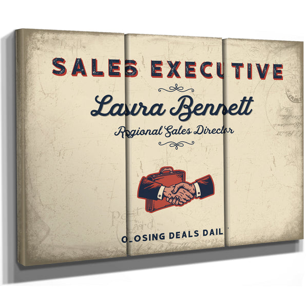 Personalized Sales Executive Sign, Closing Deals Daily, Cream & Navy, image 14