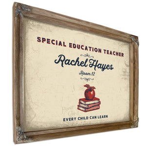 Personalized Special Education Teacher Sign, Every Child Can Learn, Cream & Navy, image 6