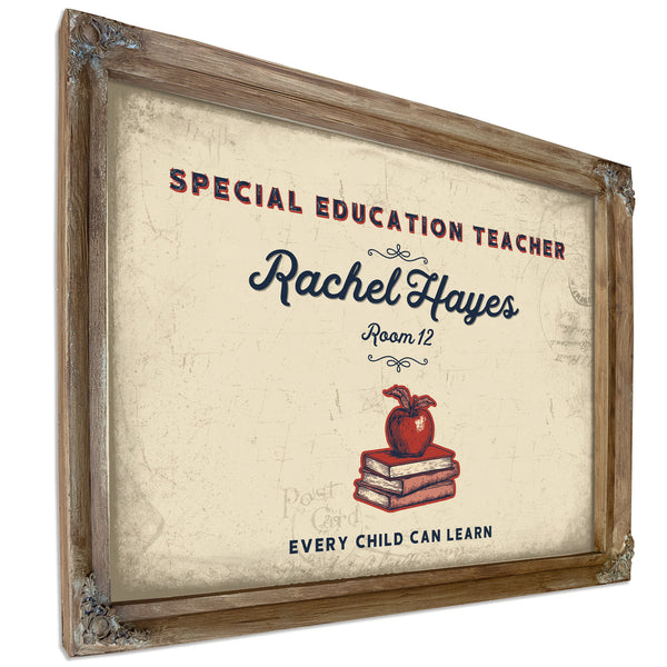 Personalized Special Education Teacher Sign, Every Child Can Learn, Cream & Navy, image 6
