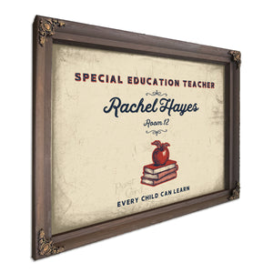 Personalized Special Education Teacher Sign, Every Child Can Learn, Cream & Navy, image 7