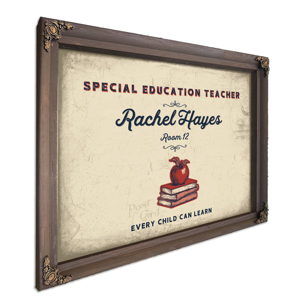 Personalized Special Education Teacher Sign, Every Child Can Learn, Cream & Navy, image 7