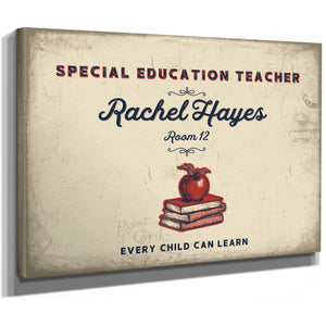 Personalized Special Education Teacher Sign, Every Child Can Learn, Cream & Navy, image 8