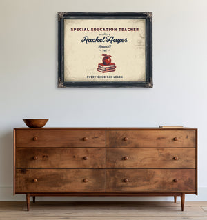 Personalized Special Education Teacher Sign, Every Child Can Learn, Cream & Navy, image 19