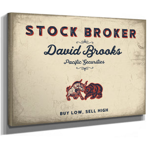 Personalized Stock Broker Sign, Buy Low, Sell High, Cream & Navy, image 8