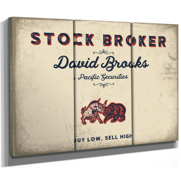 Personalized Stock Broker Sign, Buy Low, Sell High, Cream & Navy, image 14