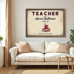 Personalized Teacher Sign, Class Is in Session, Cream & Navy, image 5