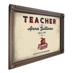 Personalized Teacher Sign, Class Is in Session, Cream & Navy, image 7