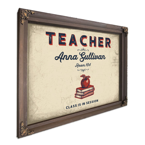 Personalized Teacher Sign, Class Is in Session, Cream & Navy, image 7