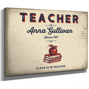 Personalized Teacher Sign, Class Is in Session, Cream & Navy, image 8