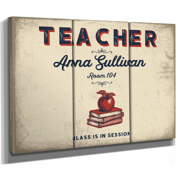 Personalized Teacher Sign, Class Is in Session, Cream & Navy, image 14