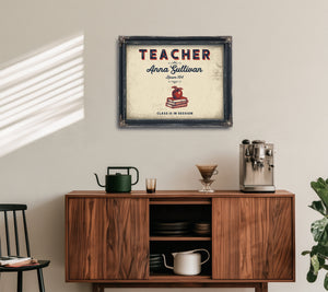 Personalized Teacher Sign, Class Is in Session, Cream & Navy, image 15