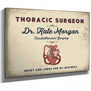 Personalized Thoracic Surgeon Sign, Heart and Lungs Are My Business, Cream & Navy, image 8