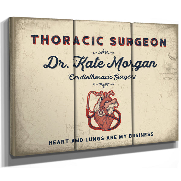 Personalized Thoracic Surgeon Sign, Heart and Lungs Are My Business, Cream & Navy, image 14
