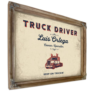 Personalized Truck Driver Sign, Keep On Truckin', Cream & Navy, image 6