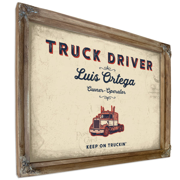 Personalized Truck Driver Sign, Keep On Truckin', Cream & Navy, image 6