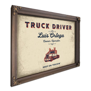 Personalized Truck Driver Sign, Keep On Truckin', Cream & Navy, image 7