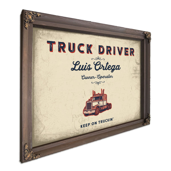 Personalized Truck Driver Sign, Keep On Truckin', Cream & Navy, image 7
