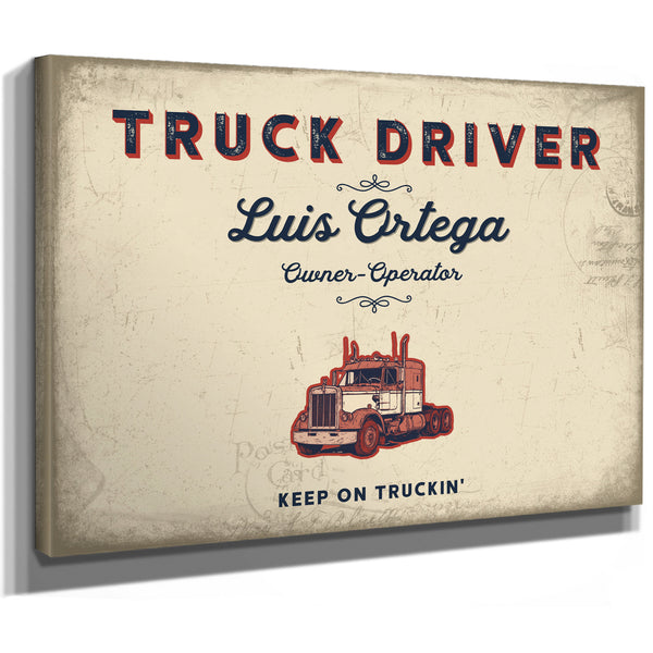 Personalized Truck Driver Sign, Keep On Truckin', Cream & Navy, image 8