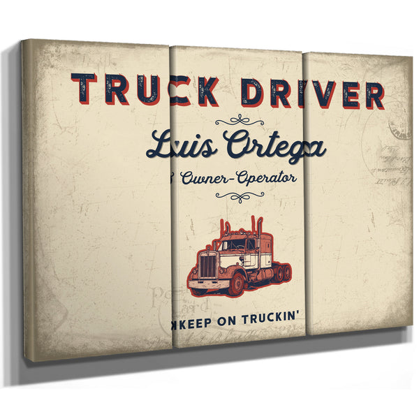 Personalized Truck Driver Sign, Keep On Truckin', Cream & Navy, image 14
