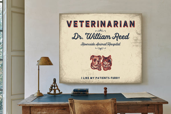 Personalized Veterinarian Sign, I Like My Patients Furry, Cream & Navy, image 2