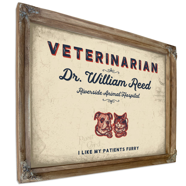 Personalized Veterinarian Sign, I Like My Patients Furry, Cream & Navy, image 6