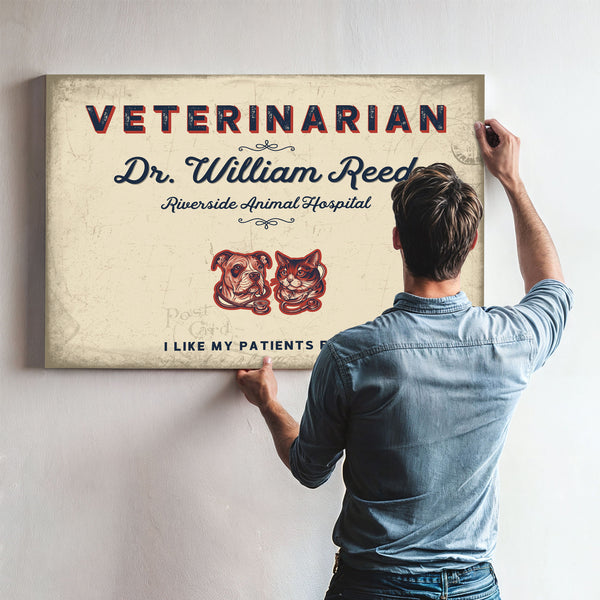 Personalized Veterinarian Sign, I Like My Patients Furry, Cream & Navy, image 9