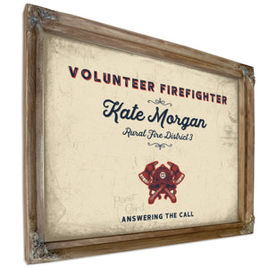 Personalized Volunteer Firefighter Sign, Answering the Call, Cream & Navy, image 6