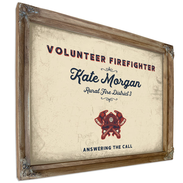 Personalized Volunteer Firefighter Sign, Answering the Call, Cream & Navy, image 6