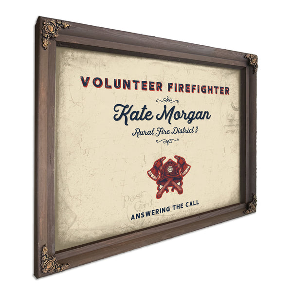 Personalized Volunteer Firefighter Sign, Answering the Call, Cream & Navy, image 7