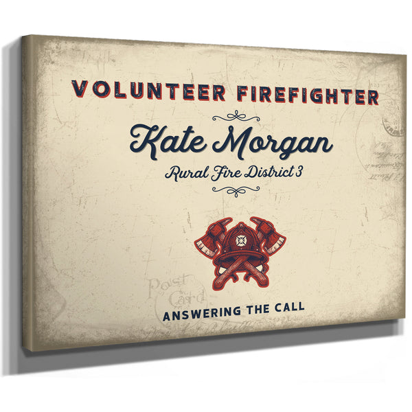 Personalized Volunteer Firefighter Sign, Answering the Call, Cream & Navy, image 8