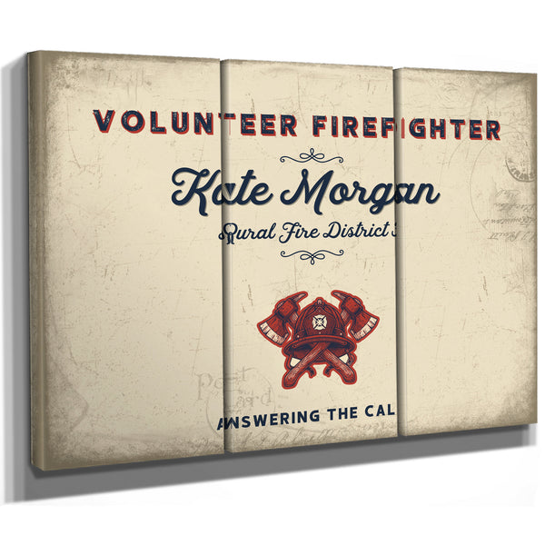 Personalized Volunteer Firefighter Sign, Answering the Call, Cream & Navy, image 14