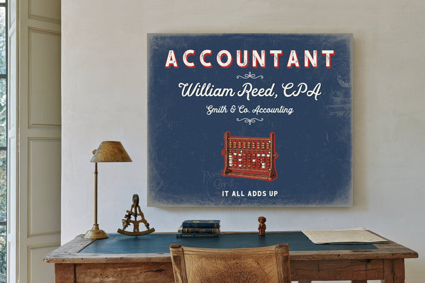 Personalized Accountant Sign, It All Adds Up, Denim Americana, image 2