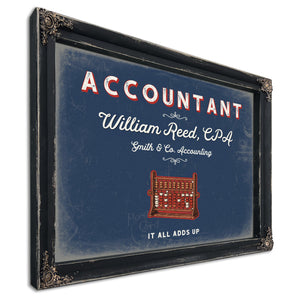 Personalized Accountant Sign, It All Adds Up, Denim Americana, image 1