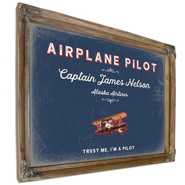 Personalized Airplane Pilot Sign, Trust Me, I'm a Pilot, Denim Americana, image 6