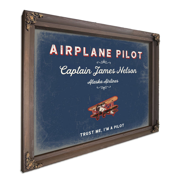 Personalized Airplane Pilot Sign, Trust Me, I'm a Pilot, Denim Americana, image 7
