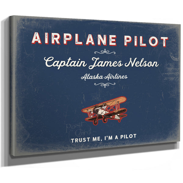 Personalized Airplane Pilot Sign, Trust Me, I'm a Pilot, Denim Americana, image 8