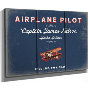 Personalized Airplane Pilot Sign, Trust Me, I'm a Pilot, Denim Americana, image 14