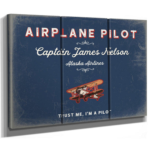 Personalized Airplane Pilot Sign, Trust Me, I'm a Pilot, Denim Americana, image 14