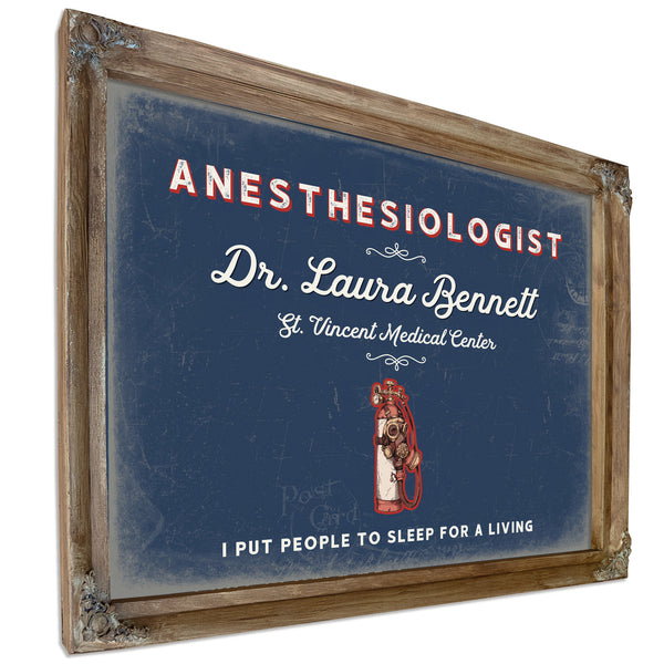Personalized Anesthesiologist Sign, I Put People to Sleep for a Living, Denim Americana, image 6