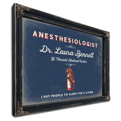 Personalized Anesthesiologist Sign, I Put People to Sleep for a Living, Denim Americana, image 1