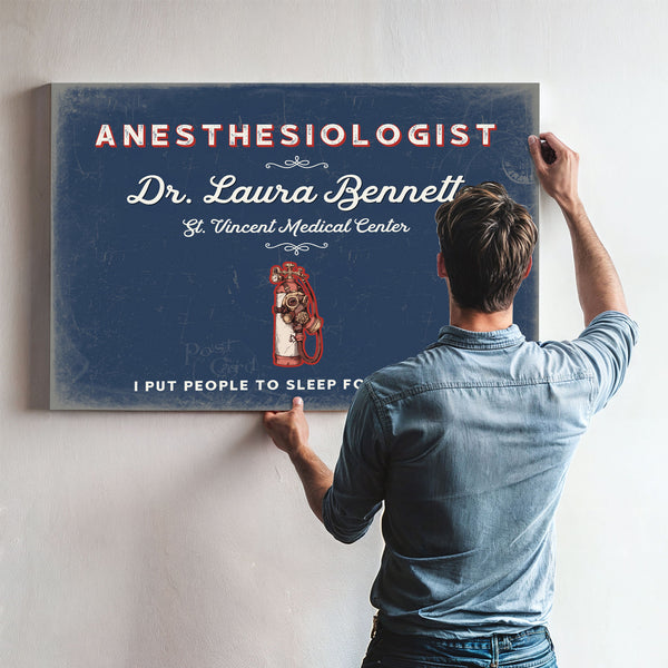 Personalized Anesthesiologist Sign, I Put People to Sleep for a Living, Denim Americana, image 9
