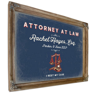 Personalized Attorney at Law Sign, I Rest My Case, Denim Americana, image 6