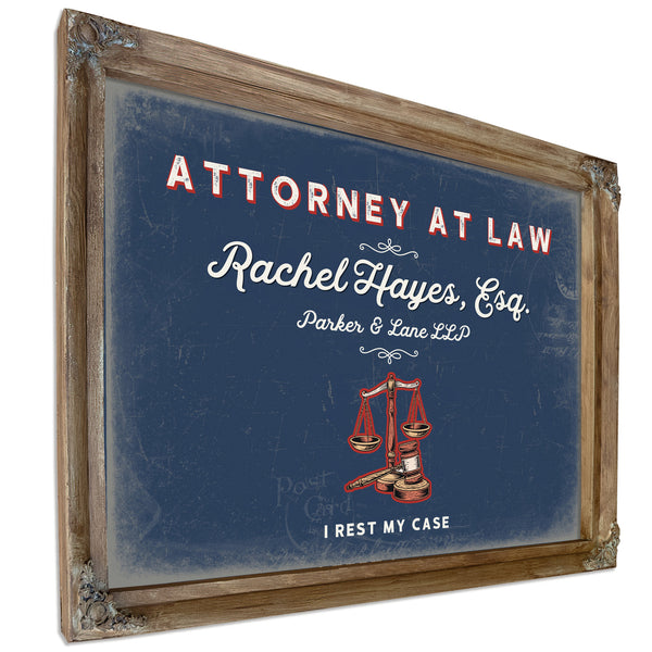 Personalized Attorney at Law Sign, I Rest My Case, Denim Americana, image 6